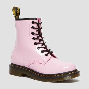 Dr Martens Pink Patent Leather Lace Up Boots. SZ 6 NEW